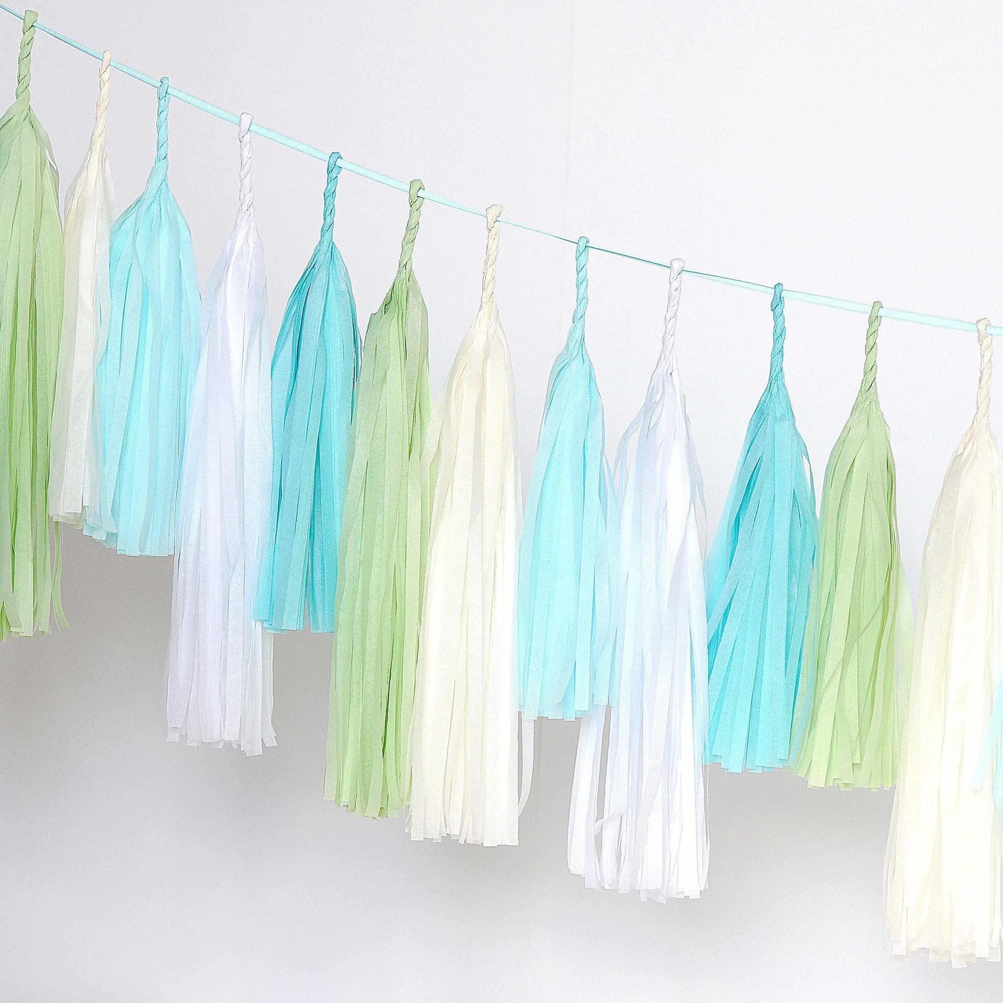 Pastel - light blue and green tassel garland - various lengths