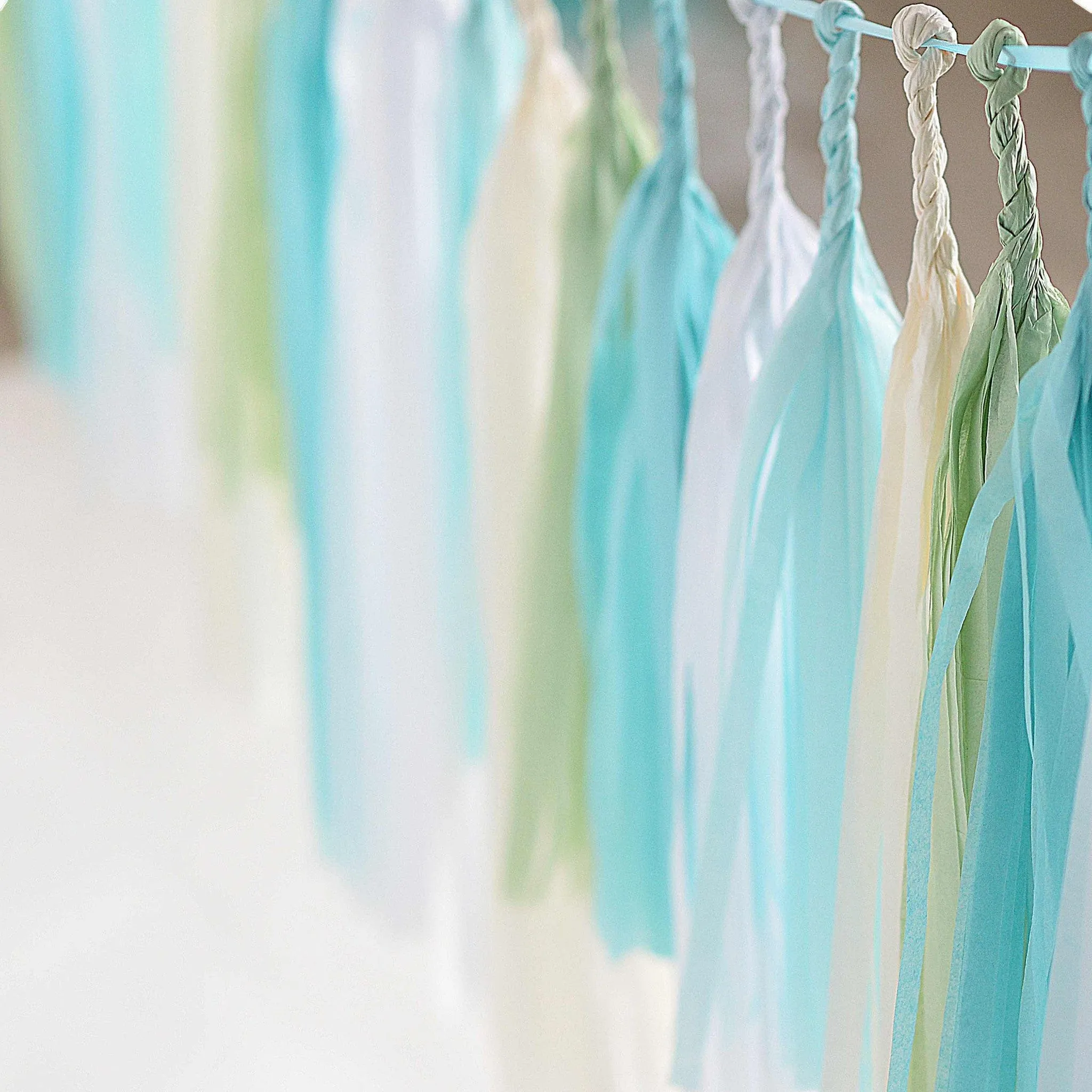 Pastel - light blue and green tassel garland - various lengths