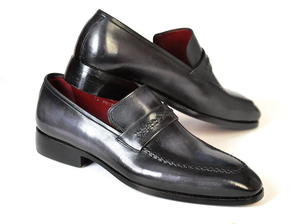 Paul Parkman Apron Toe Strap Loafers Gray / Black