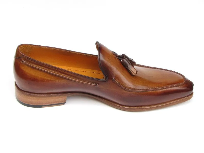 Paul Parkman Camel & Brown Hand-Painted Tassel Loafer