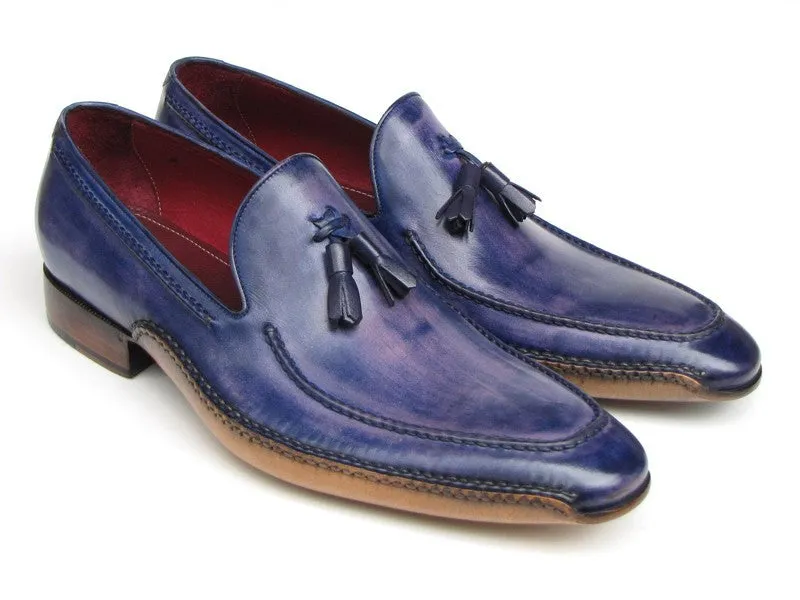 Paul Parkman Men's Blue Side Handsewn Tassel Loafer