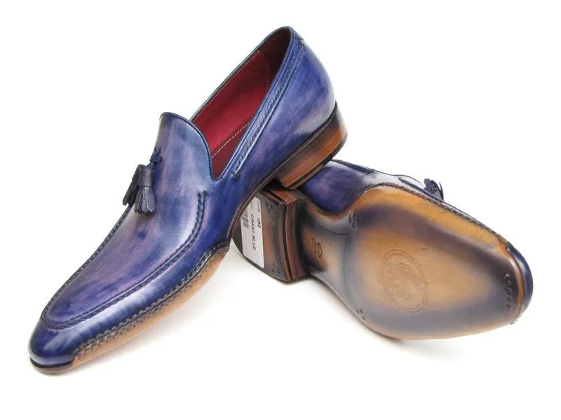 Paul Parkman Men's Blue Side Handsewn Tassel Loafer