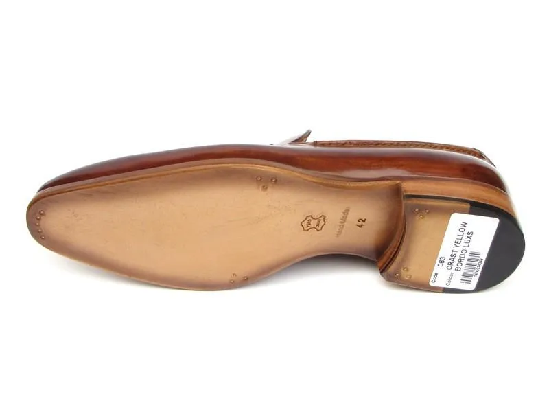 Paul Parkman Men's Tassel Loafer Camel & Brown Hand-Painted (ID#083-CML)