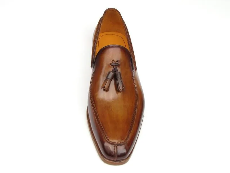 Paul Parkman Men's Tassel Loafer Camel & Brown Hand-Painted (ID#083-CML)