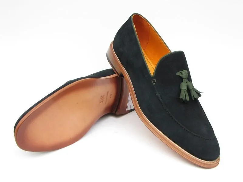 Paul Parkman Men's Tassel Loafer Green Suede Shoes (ID#087-GREEN)