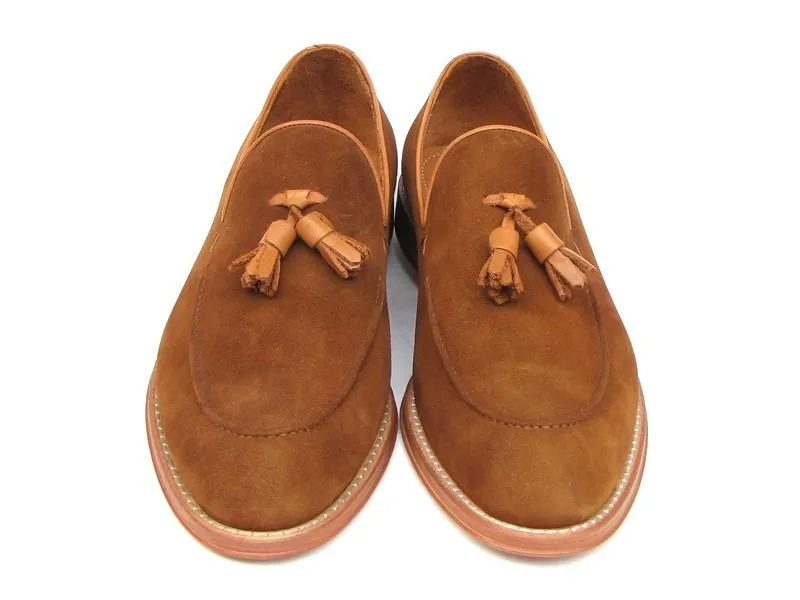 Paul Parkman Men's Tassel Loafer Tobacco Suede Shoes (ID#087-TAB)