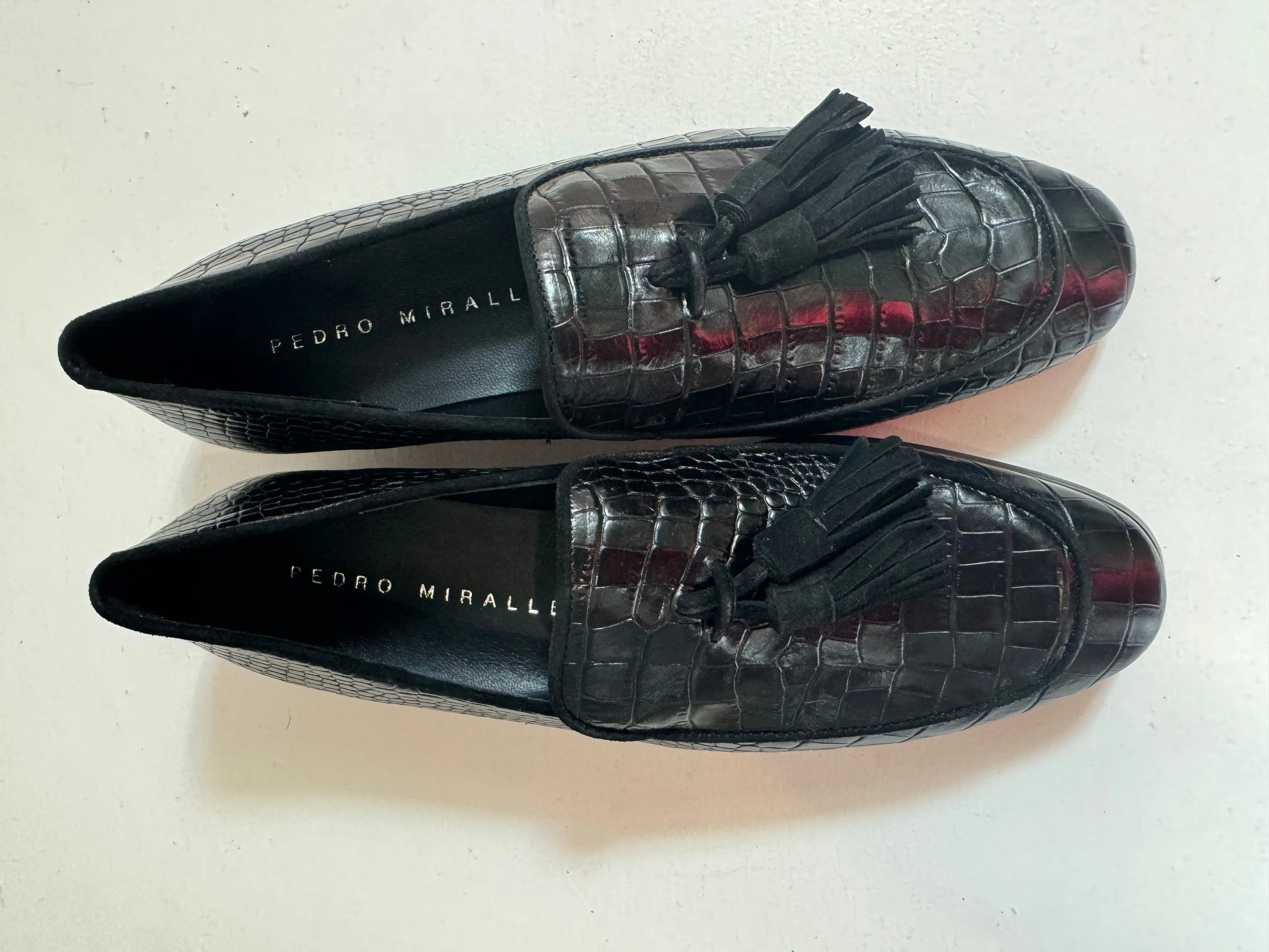 Pedro Miralles Black Moc Croc Tassel Loafer