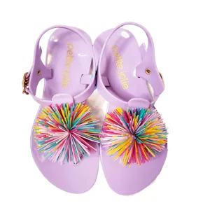 Petite Jolie Lavender Pom Pom Thong Sandals