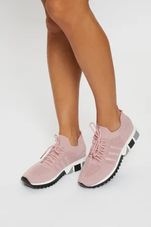 Pink Lace Up Power Mesh Sneaker