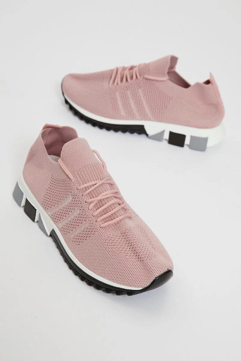 Pink Lace Up Power Mesh Sneaker