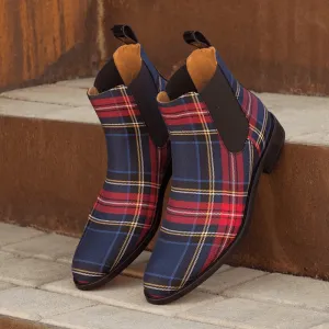 Plaid Pattern Canvas Chelsea Boots