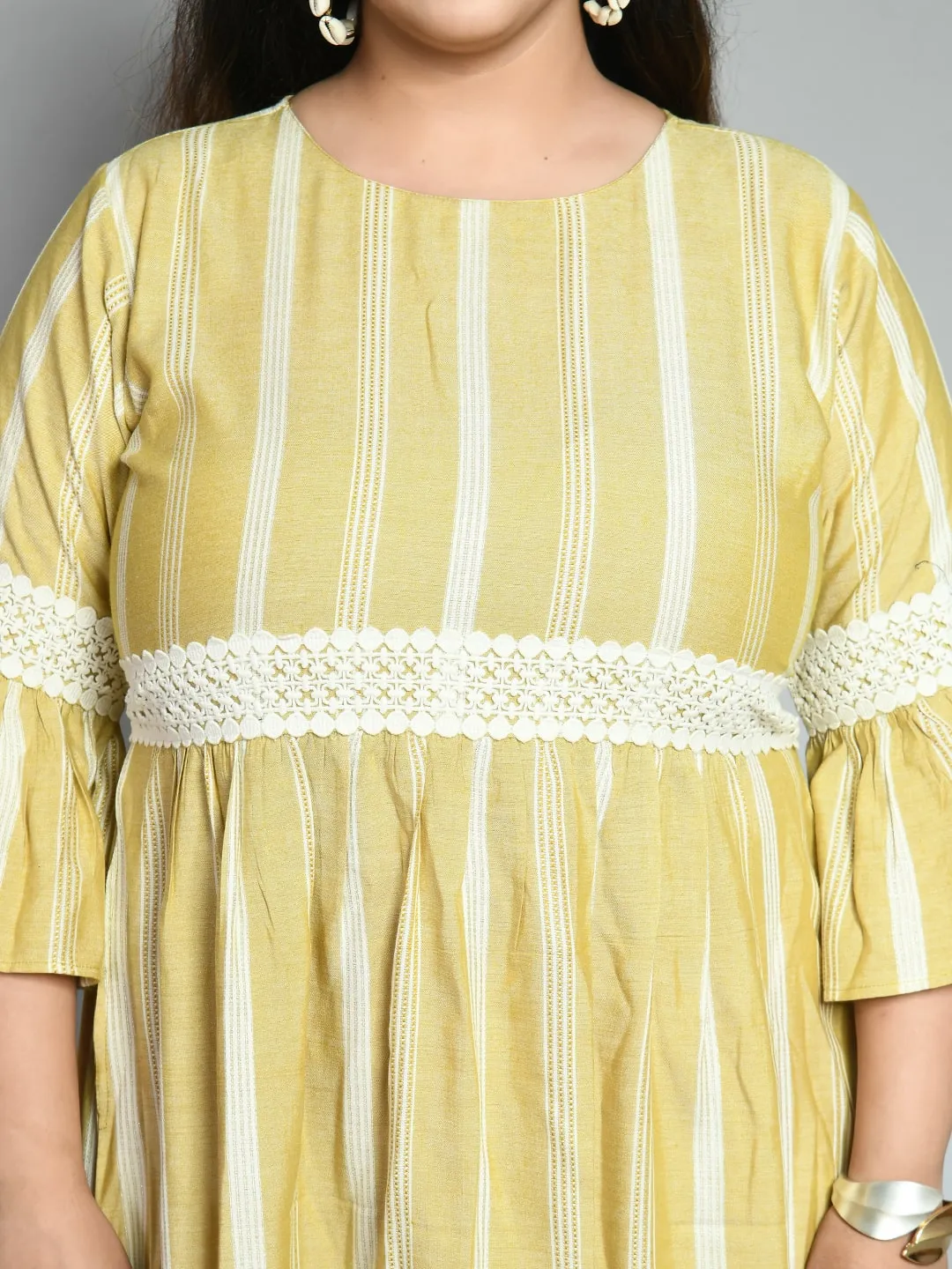 Plus Size Plus Size Striped Lace Dress