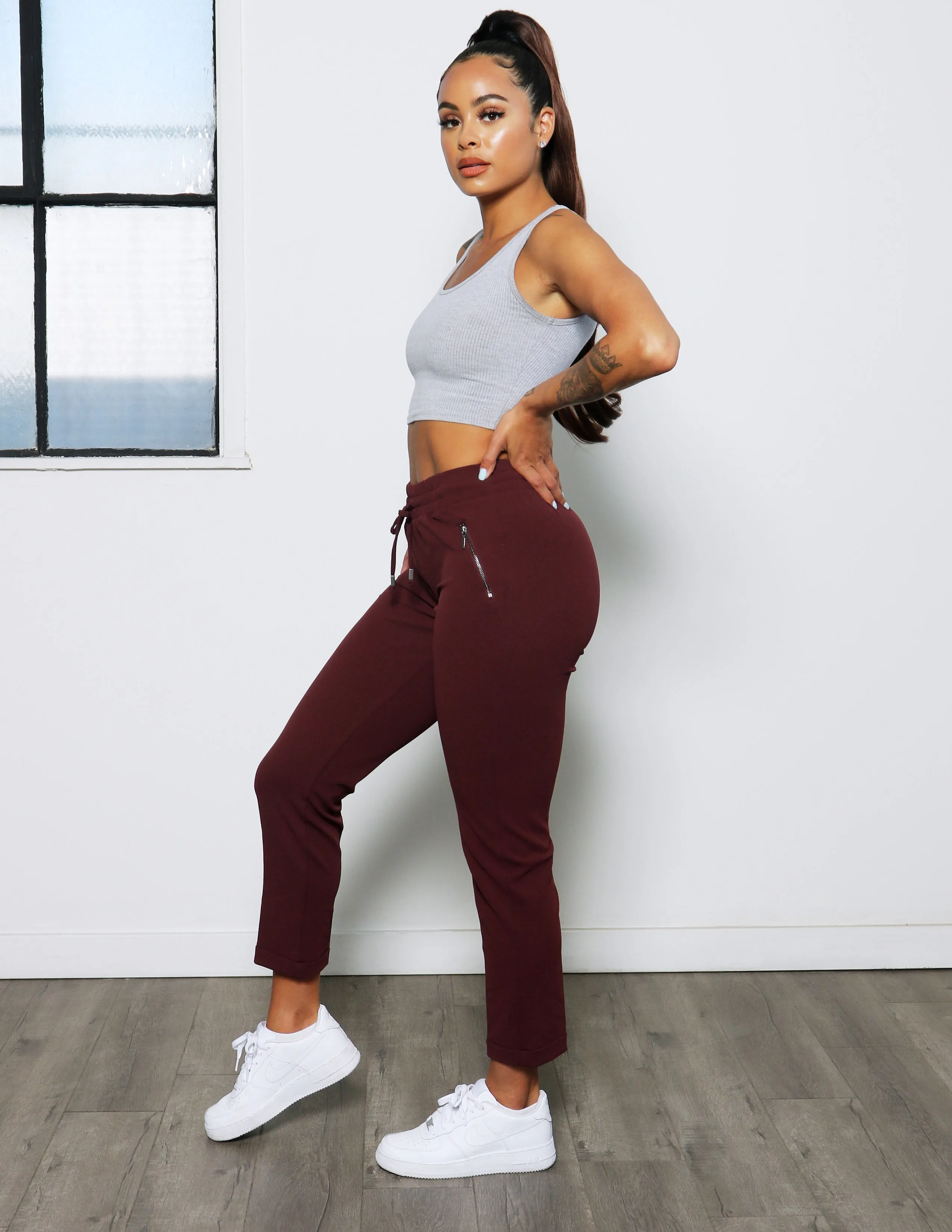 Pull On Drawstring Cropped Trouser