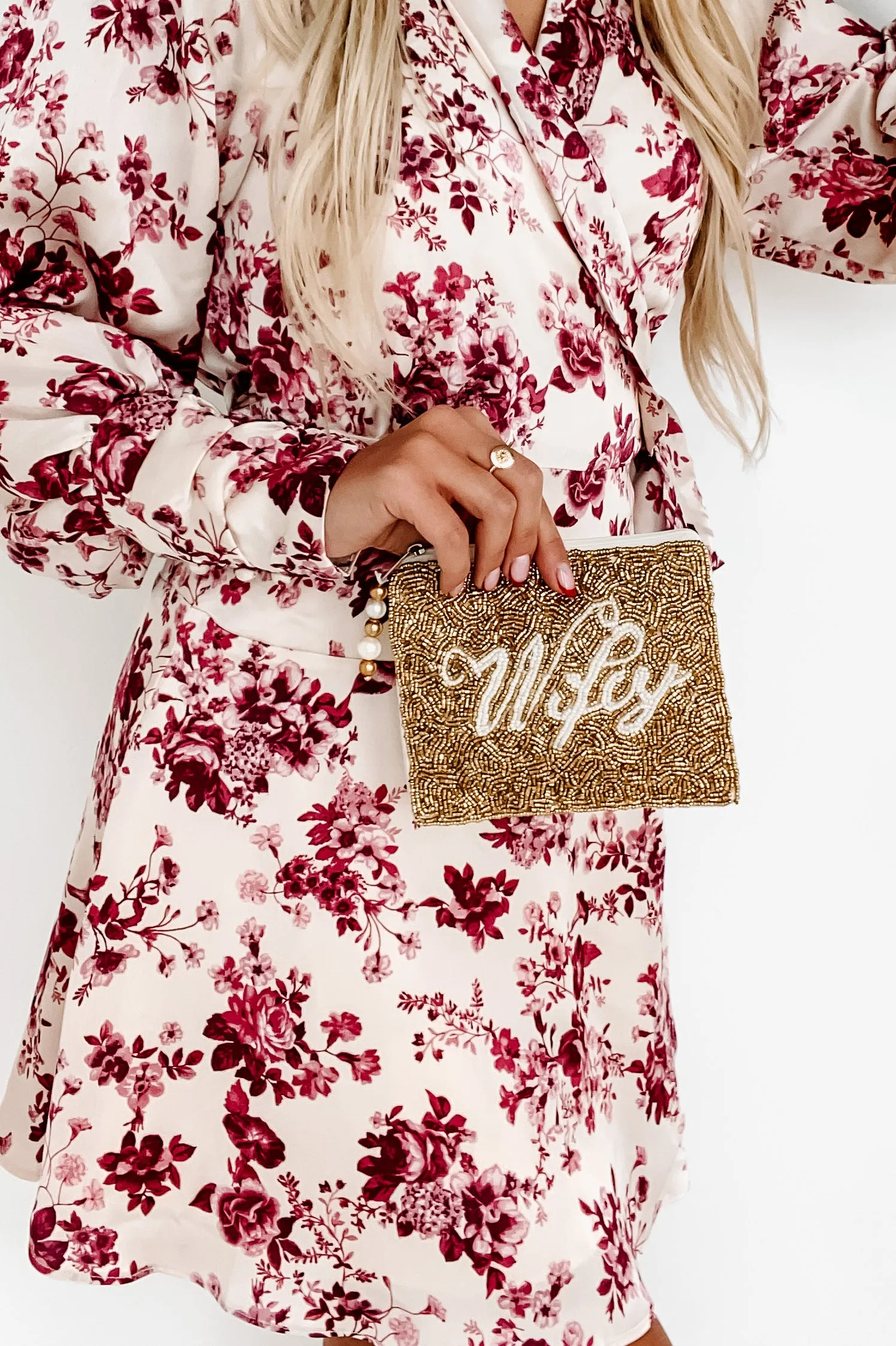 "Wifey" Beaded Coin Purse (Gold)