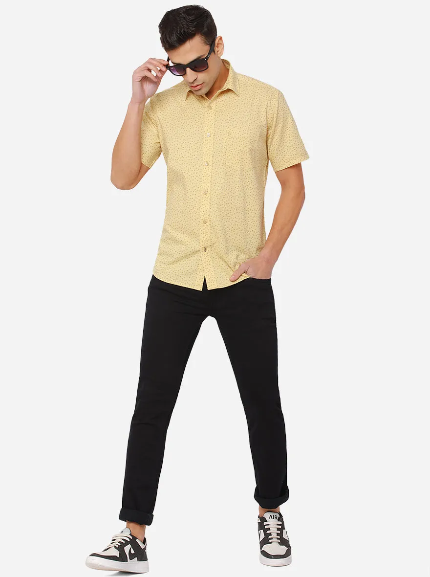 Rattan Yellow Printed Smart Fit Casual Shirt | Greenfibre