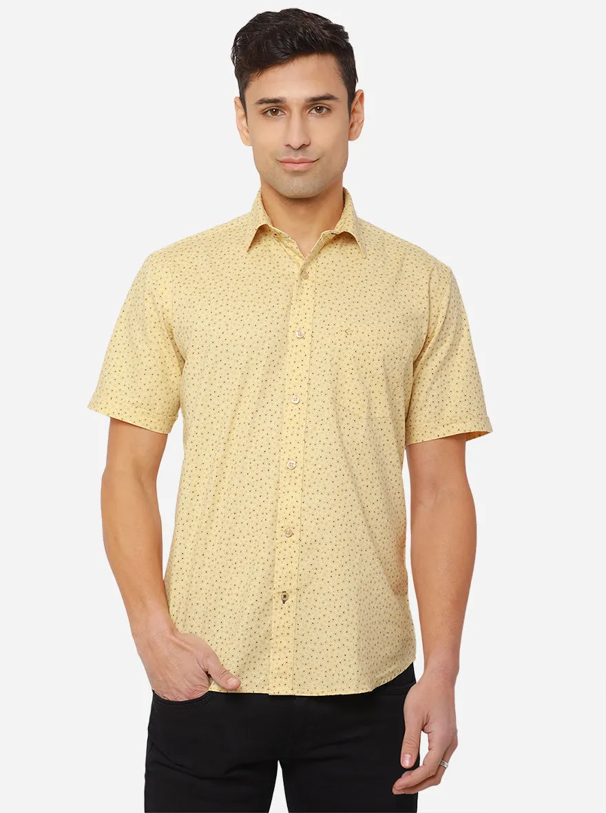 Rattan Yellow Printed Smart Fit Casual Shirt | Greenfibre