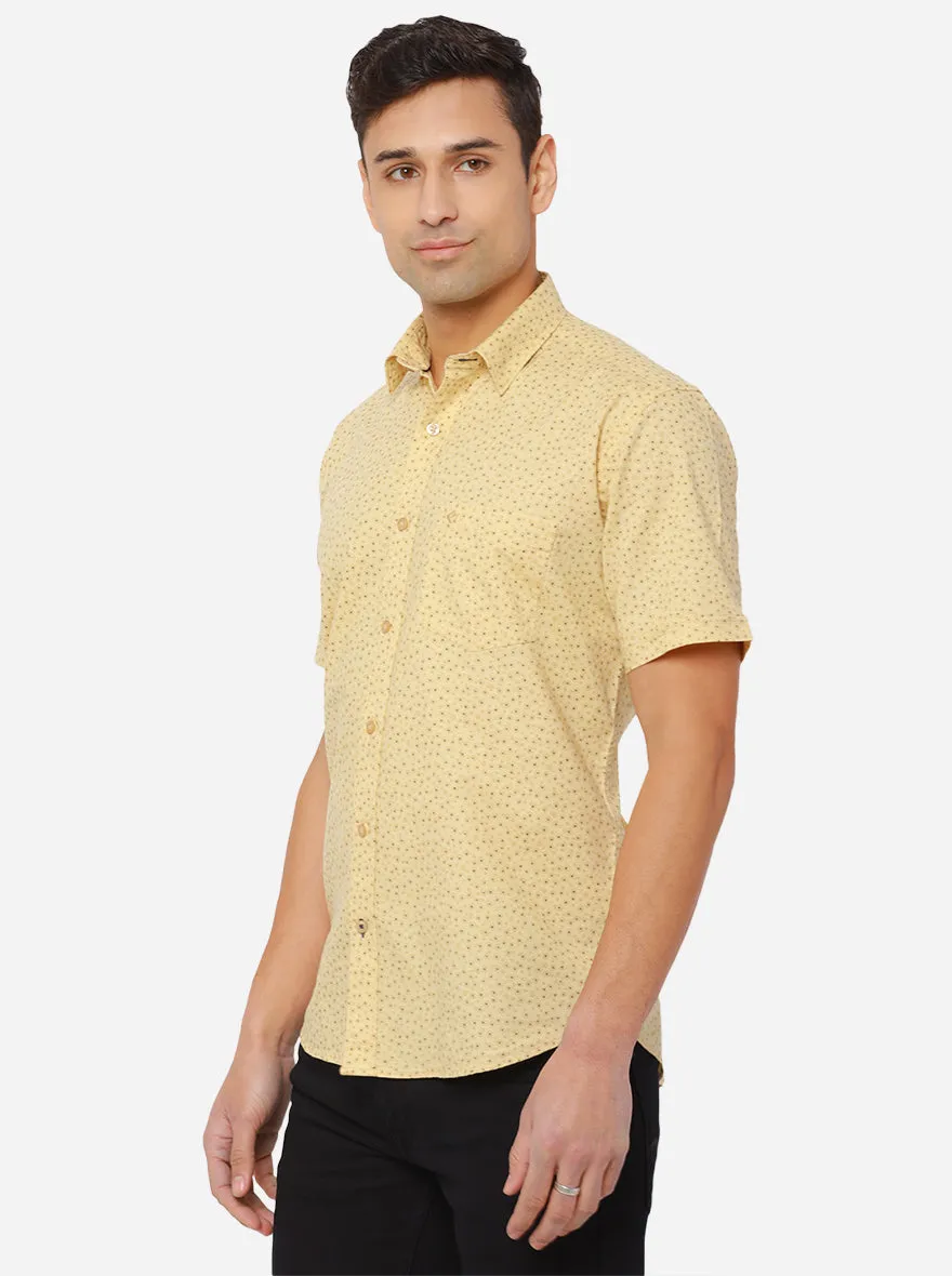 Rattan Yellow Printed Smart Fit Casual Shirt | Greenfibre