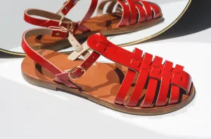 Red Lipstick - Camel Sole - Fisherman Sandals