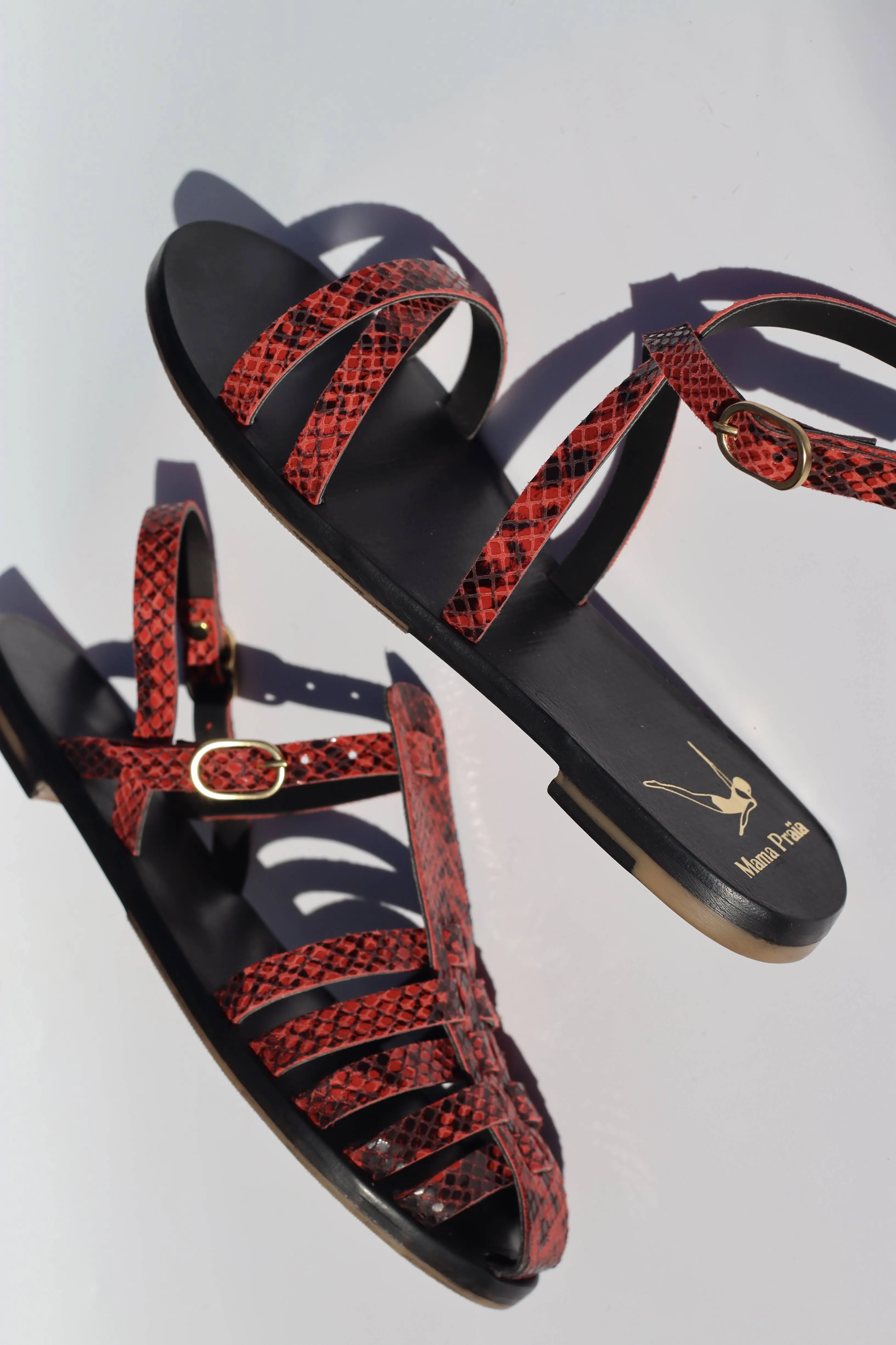 Red Snake - Black Sole - Fisherman Sandals