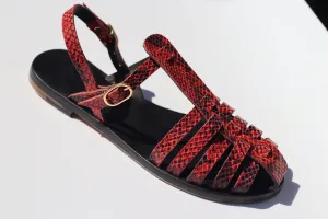 Red Snake - Black Sole - Fisherman Sandals