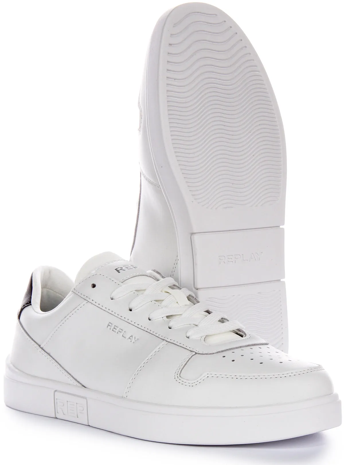 Replay Polys Court 3 Trainer In White Black For Men