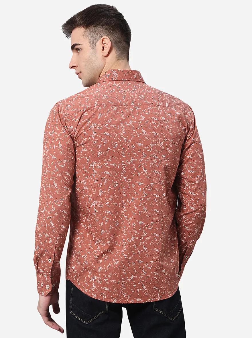 Rust Printed Classic Fit Casual Shirt | Greenfibre