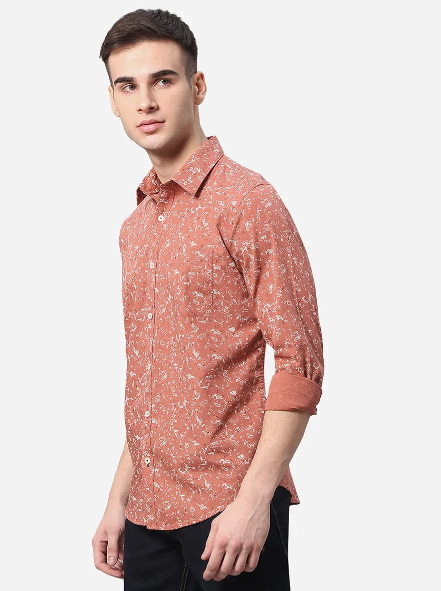 Rust Printed Classic Fit Casual Shirt | Greenfibre