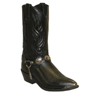 Sage Men's 12” Black Leather Concho Snip Toe Boot 3033