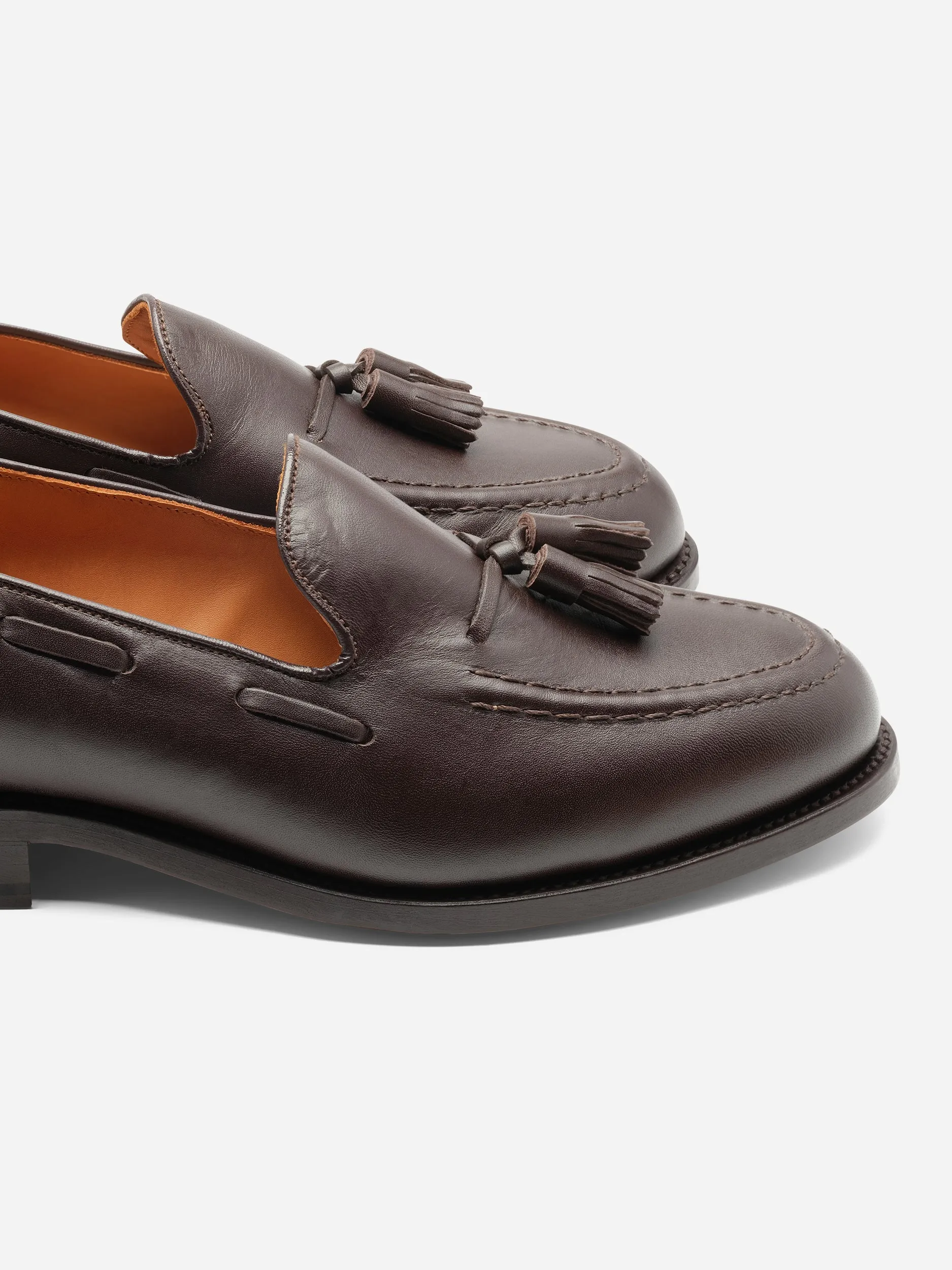 Sanders Finchley Calf Tassel Loafer Dark Brown