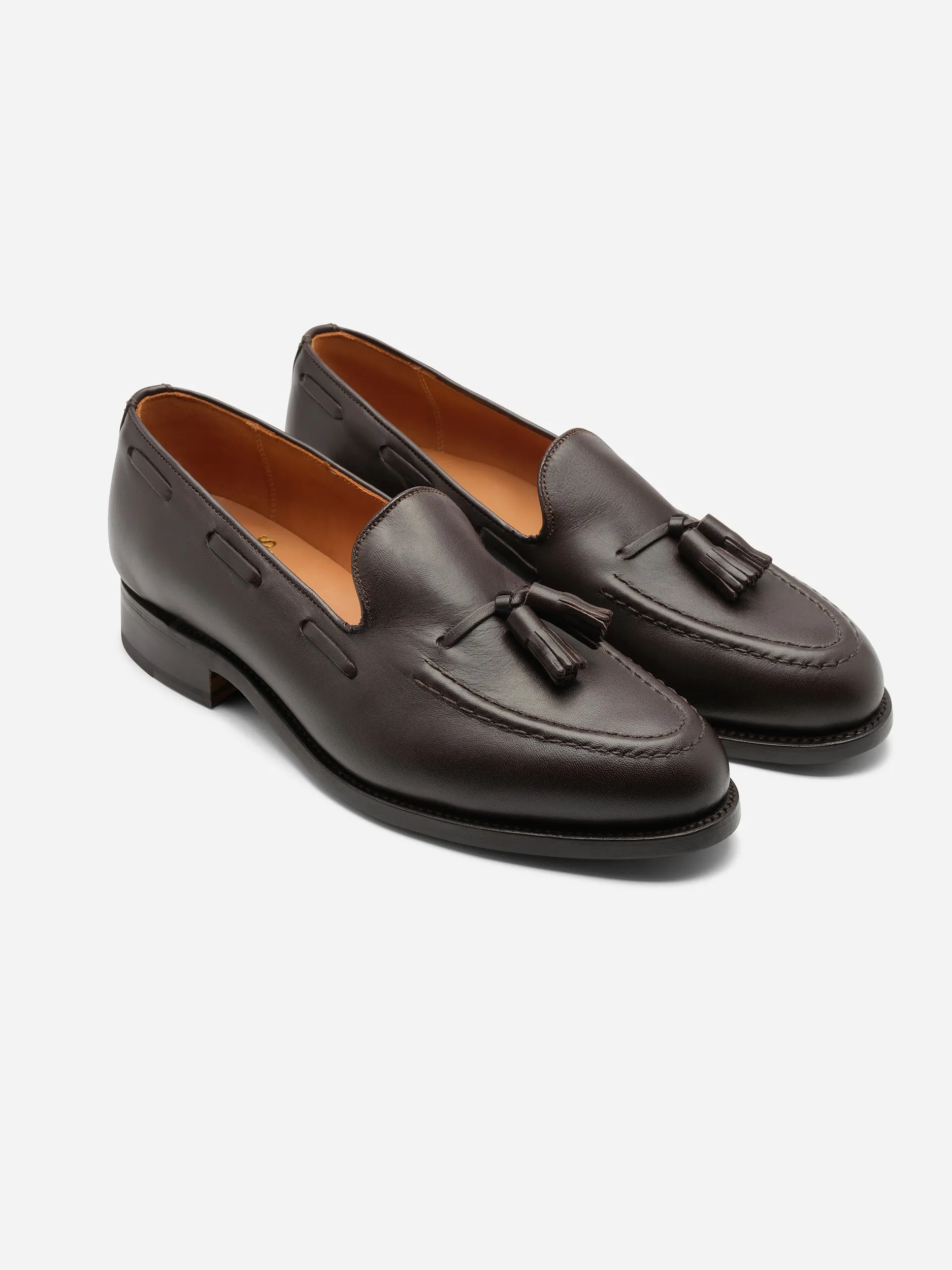 Sanders Finchley Calf Tassel Loafer Dark Brown