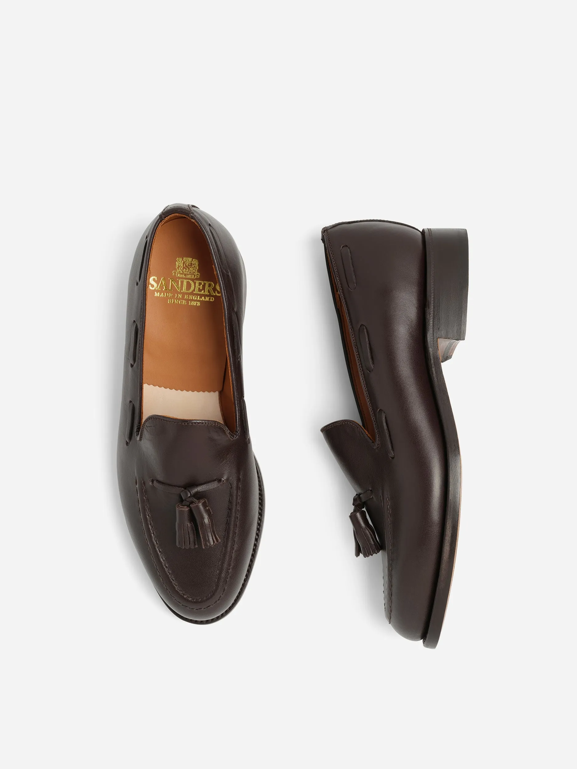 Sanders Finchley Calf Tassel Loafer Dark Brown