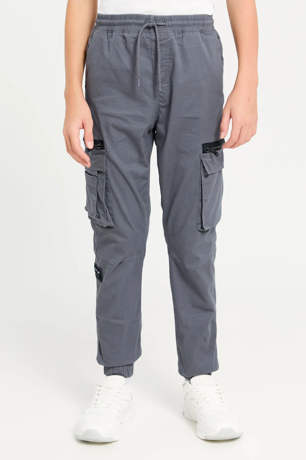 Senior Boys Grey Cargo Casual Trousers