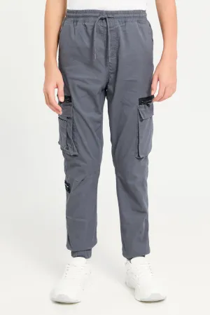 Senior Boys Grey Cargo Casual Trousers