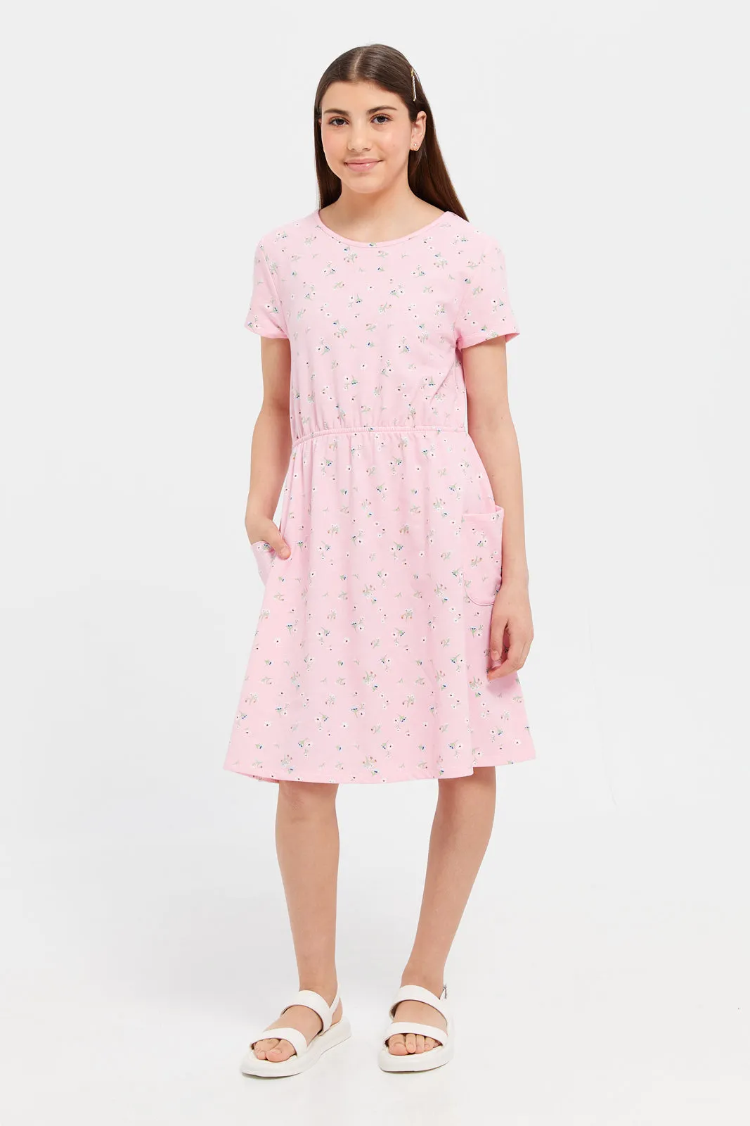 Senior Girls Pink Floral Dress