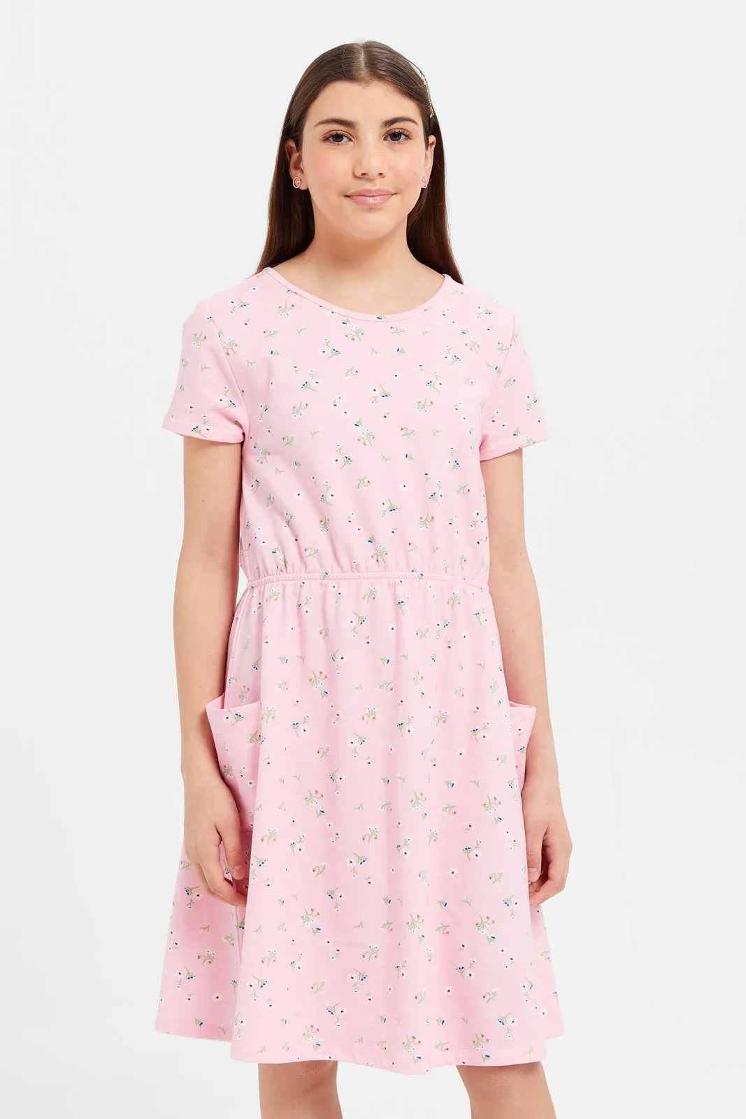 Senior Girls Pink Floral Dress