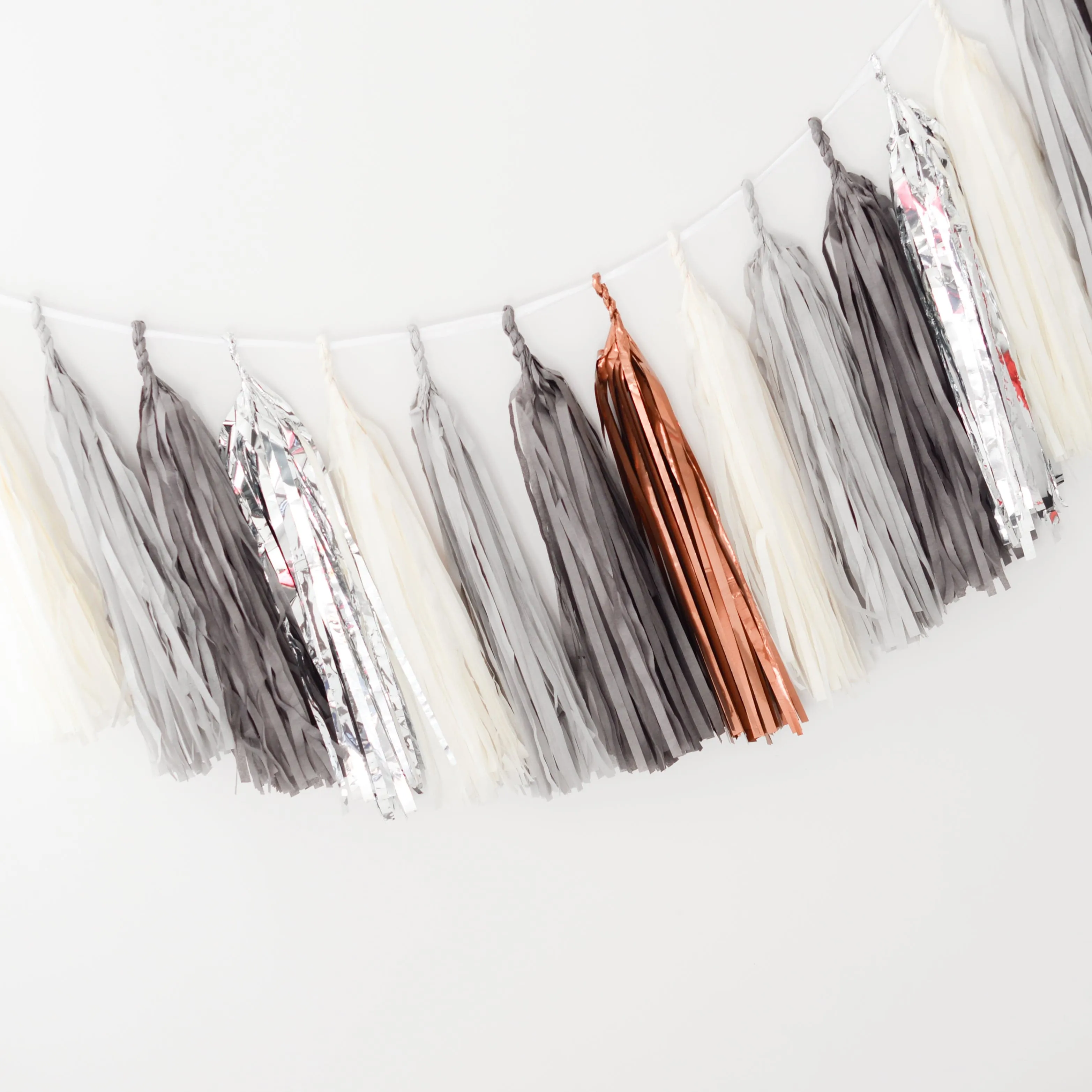 Silver, grey and bronze Tissue paper tassel garland