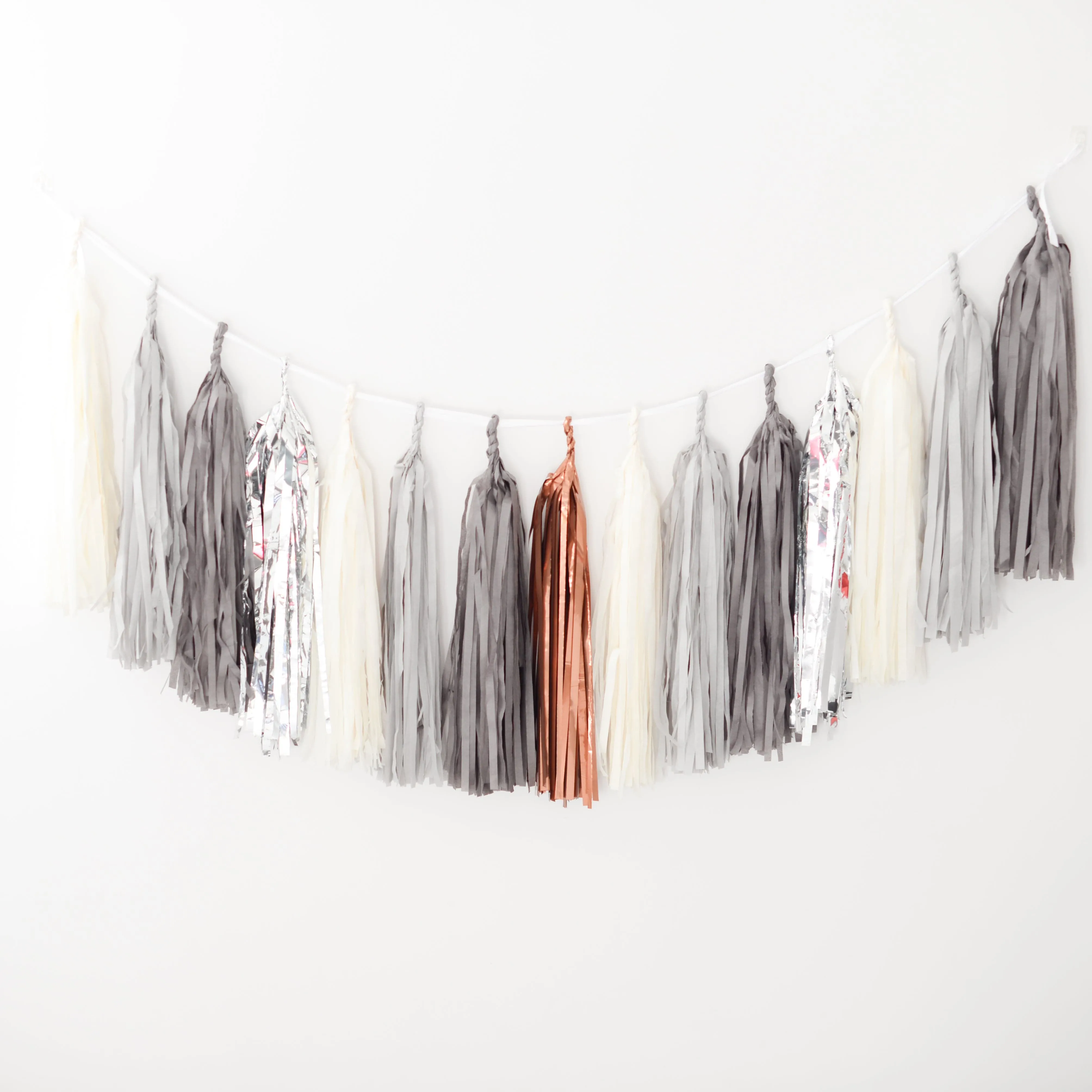 Silver, grey and bronze Tissue paper tassel garland