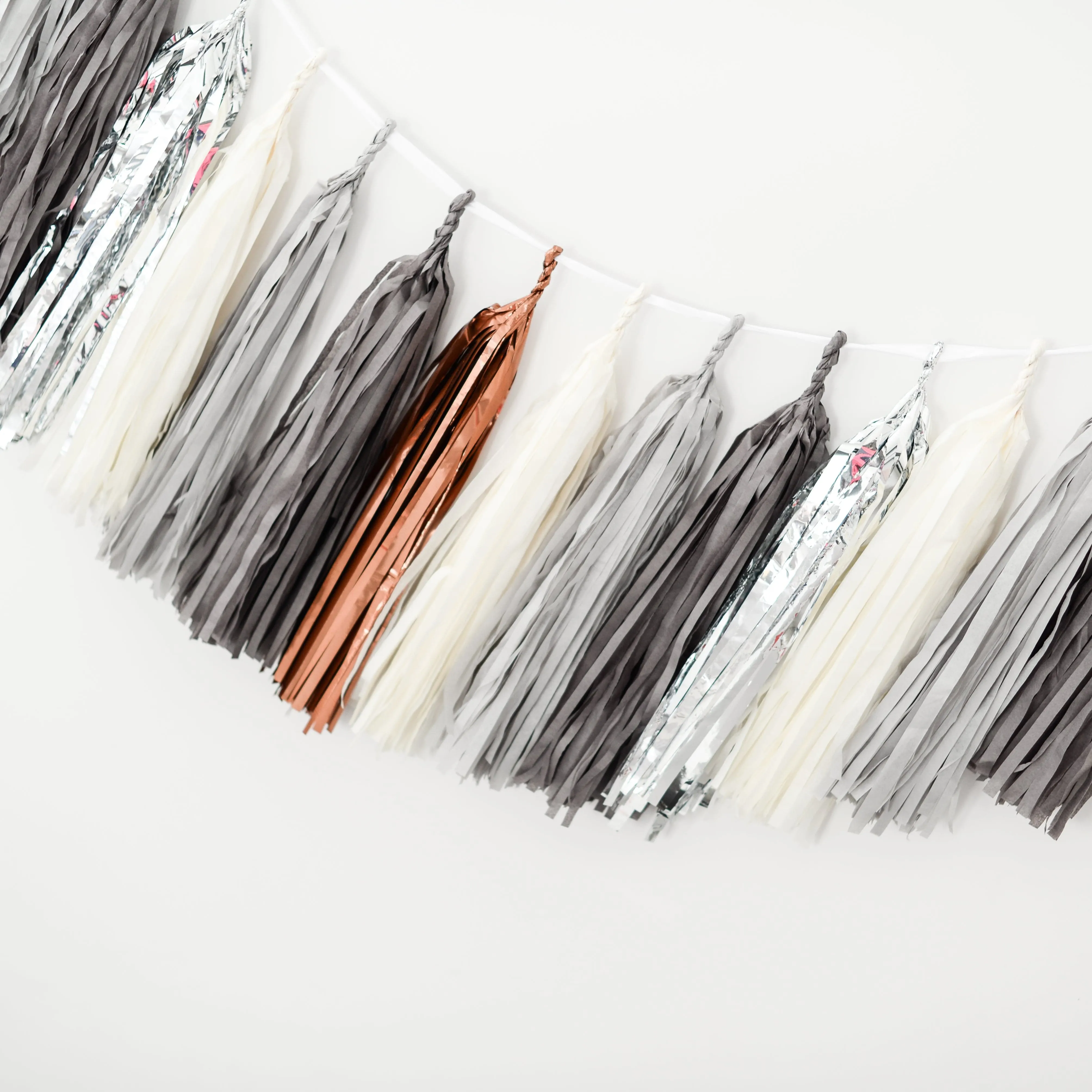 Silver, grey and bronze Tissue paper tassel garland