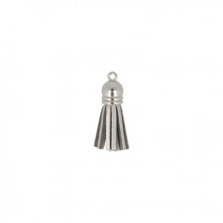 Silver Suede Tassel w/ Cap, 37mm