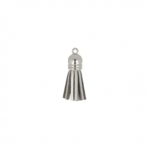 Silver Suede Tassel w/ Cap, 37mm