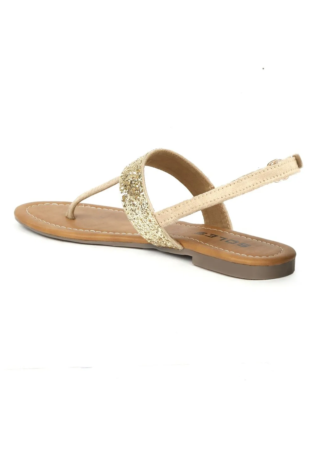 SOLES Radiant Gold Flat Sandals