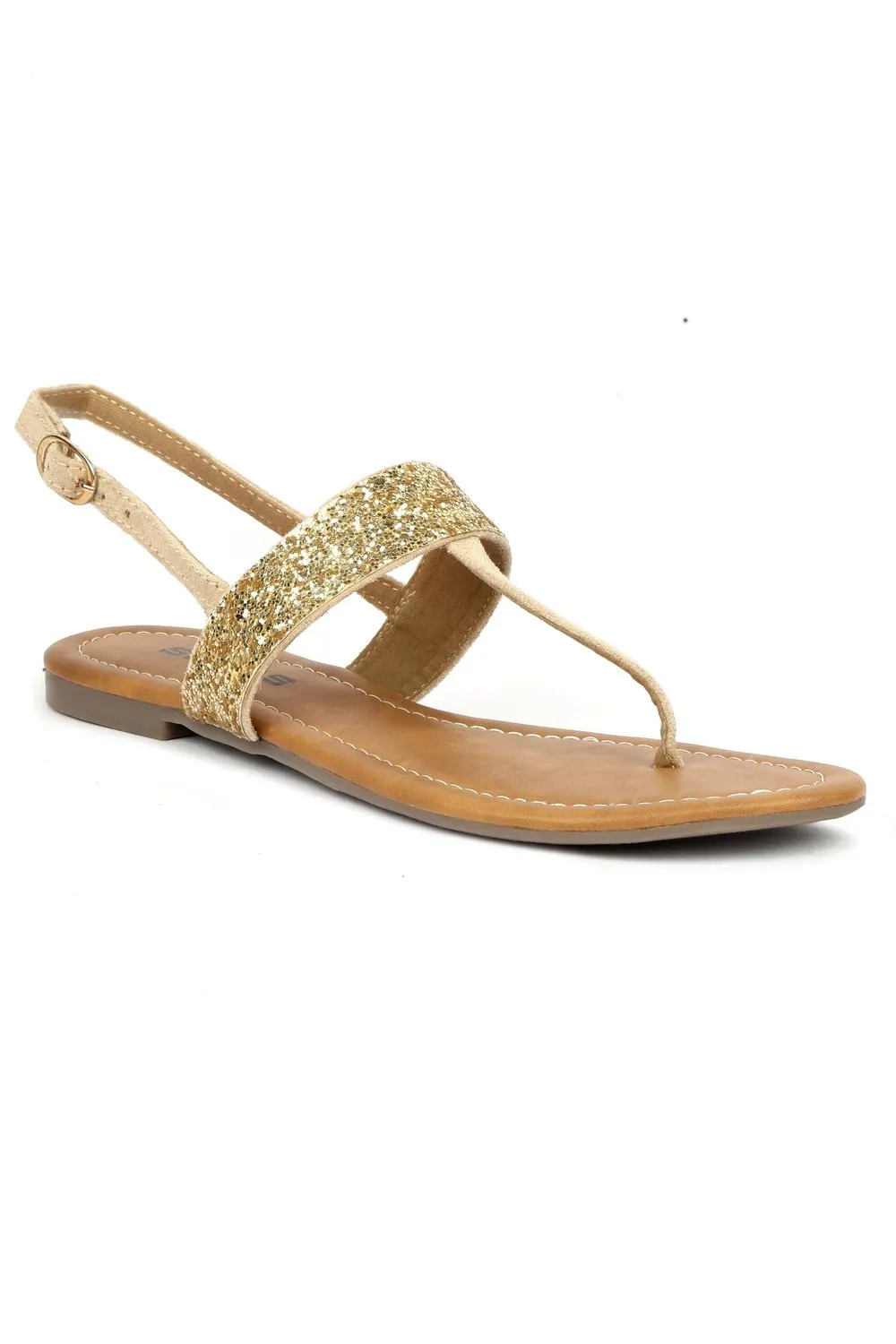 SOLES Radiant Gold Flat Sandals