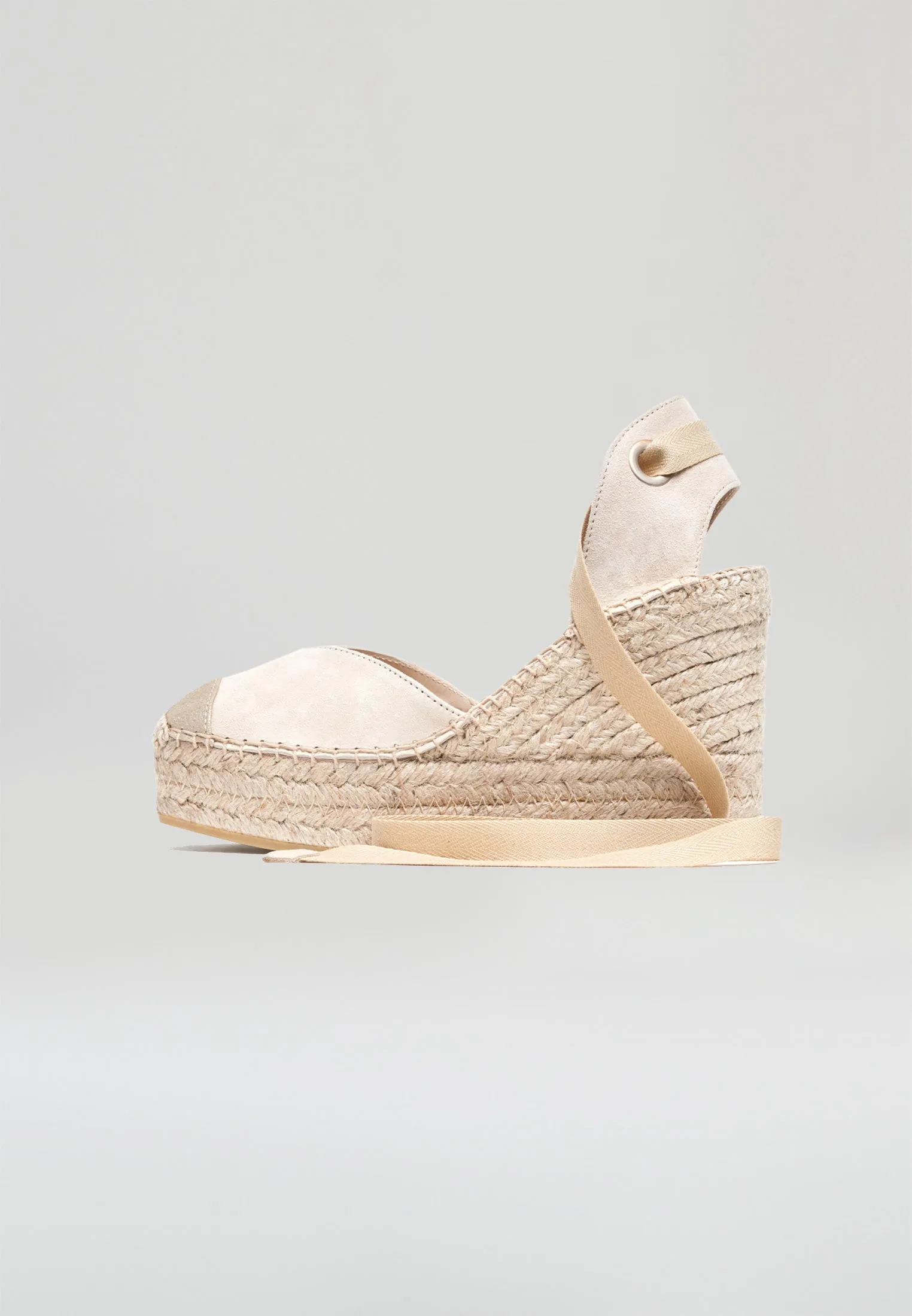 Square Toe Wedges - Taupe Platino Suede