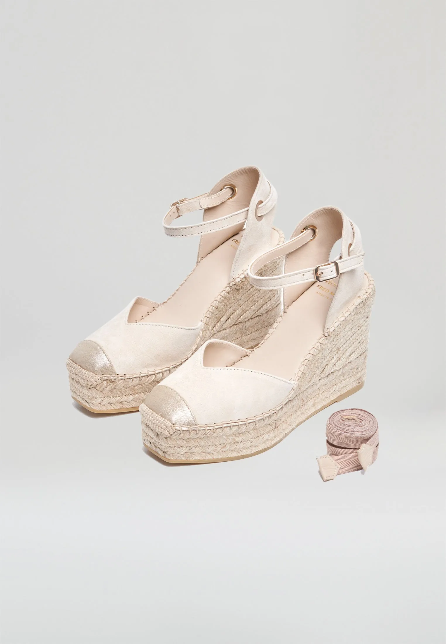 Square Toe Wedges - Taupe Platino Suede