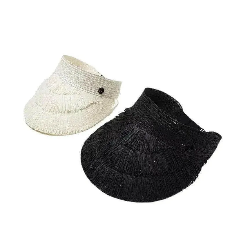 Straw Tassel Visor Hat: Sun Protection with Style