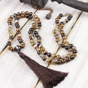 Strengthening Striped Agate Knotted Mala