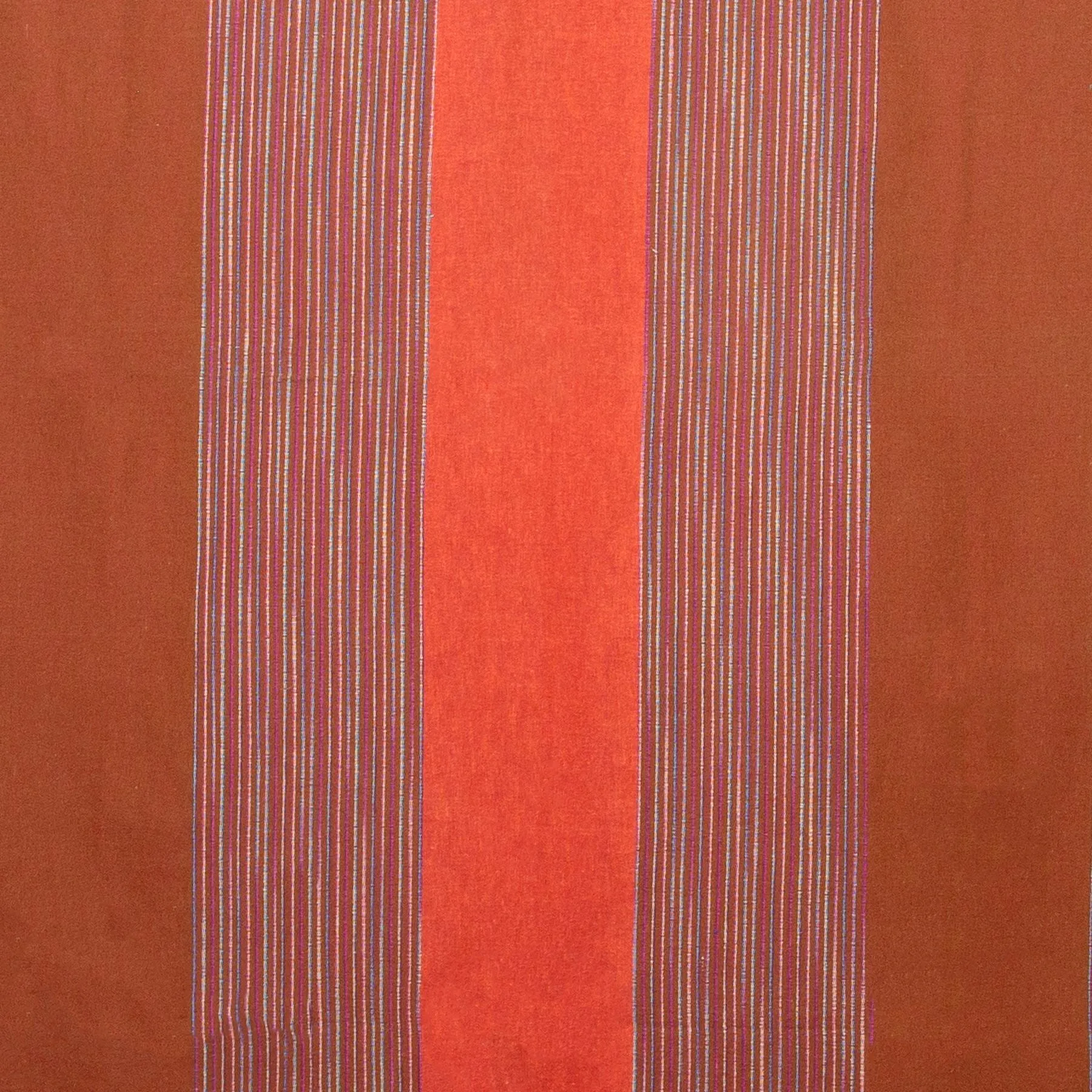 Striped Cotton Blanket With Tassel Edging - Burnt Orange