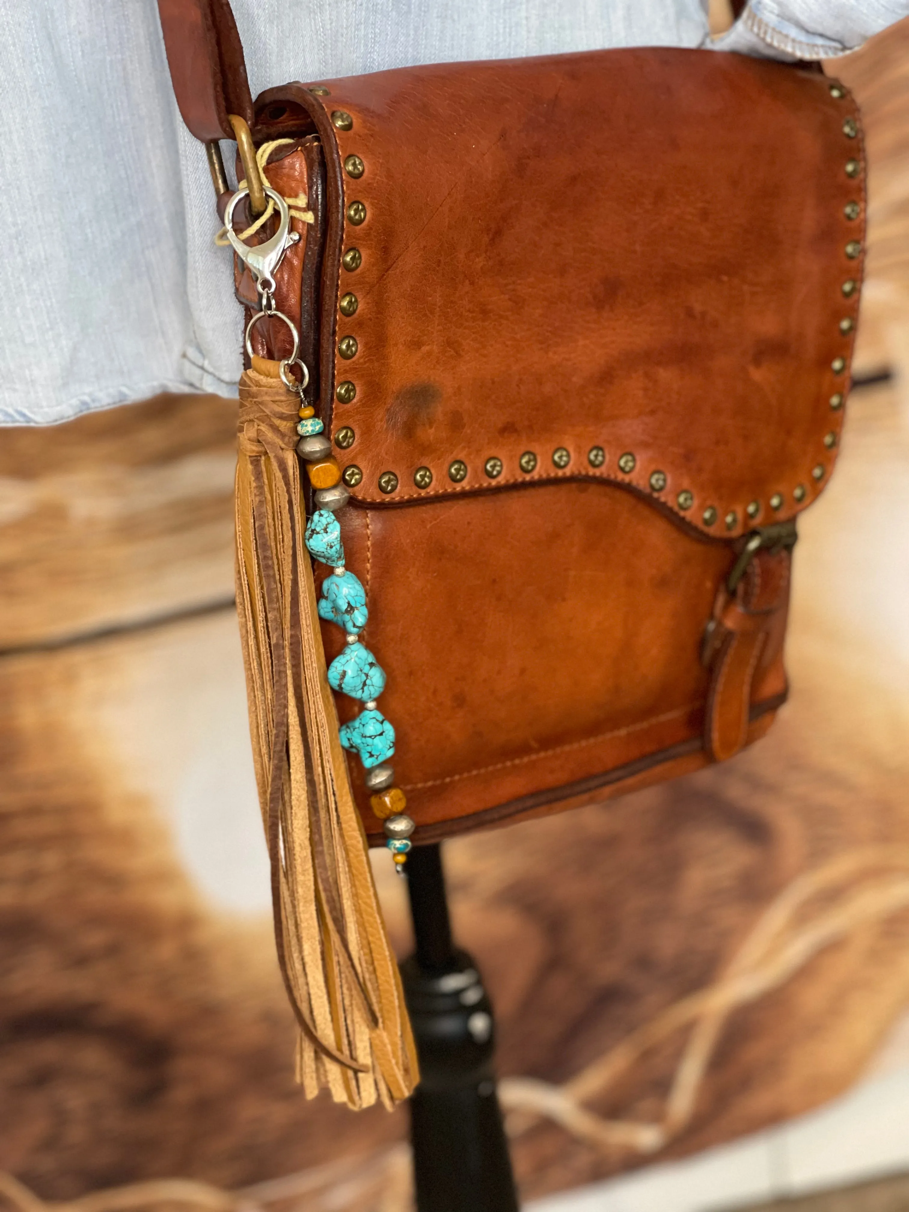 Tan w/ Turquoise - Purse Tassel