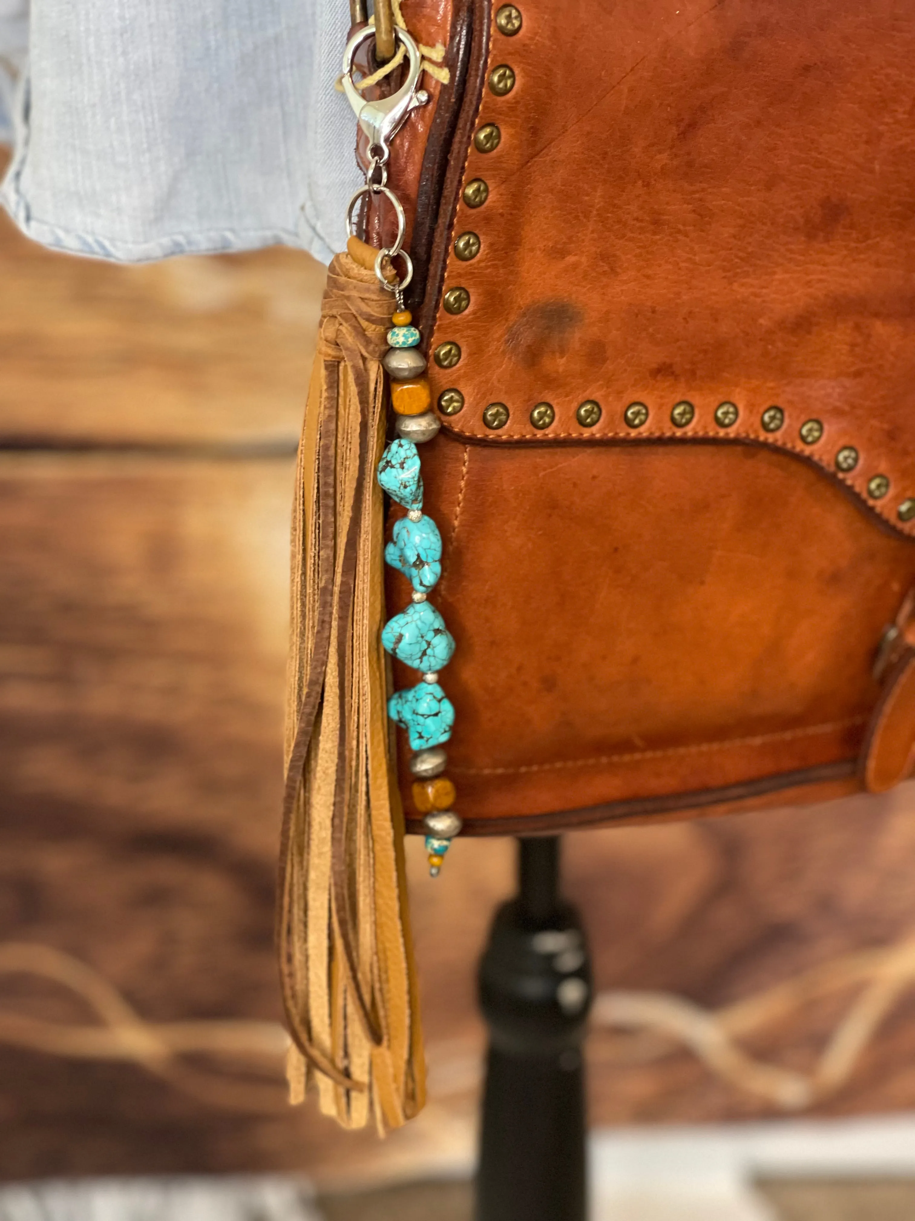 Tan w/ Turquoise - Purse Tassel