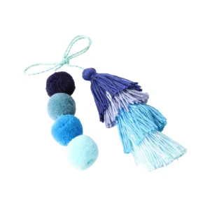 Tassel Pom Pom in Waves of Blue